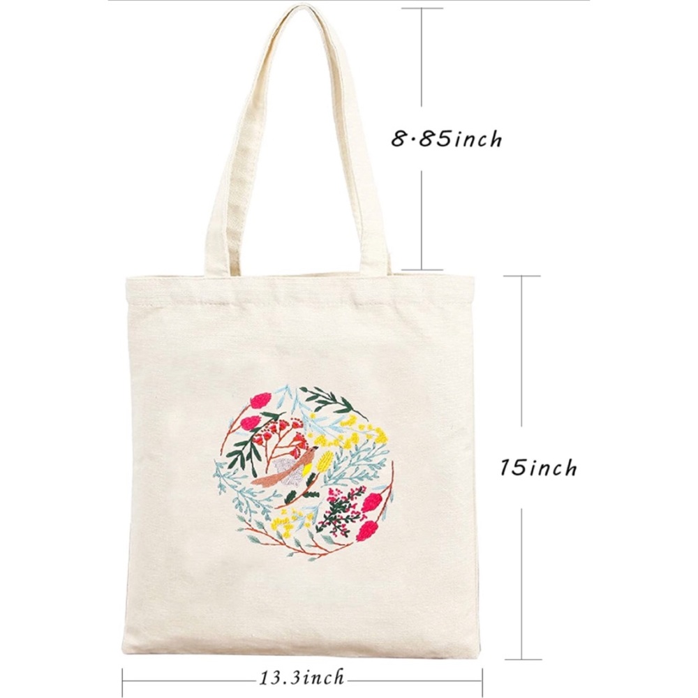 DIY Embroidery Printed Canvas Starter Kit Tote Bag - Picture 3 of 7